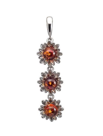 Long Amber Pendant In Sterling Silver The Aster, image 