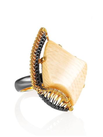 Adjustable Mammoth Tusk Ring In Gold-Plated Silver The Era, Ring Size: Adjustable, image 