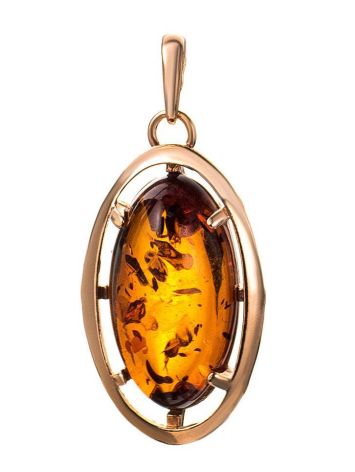 Gold-Plated Pendant With Cognac Amber The Elegy, image 