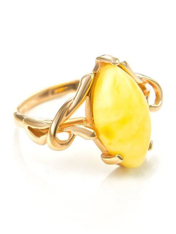 Golden Ring With Butterscotch Amber The Constance, Ring Size: 6 / 16.5, image 