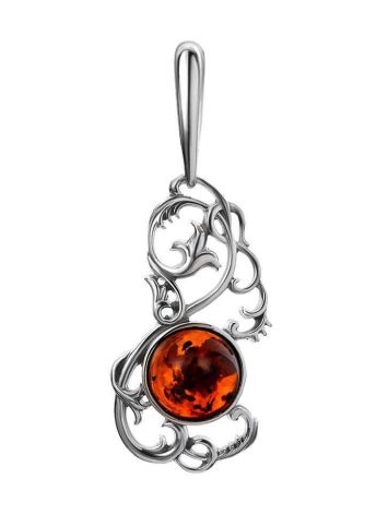 Classy Silver Pendant With Cherry Amber The Tivoli, image 