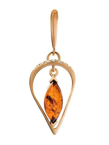 Gold-Plated Pendant With Cognac Amber And Champagne Crystals The Raphael, image 
