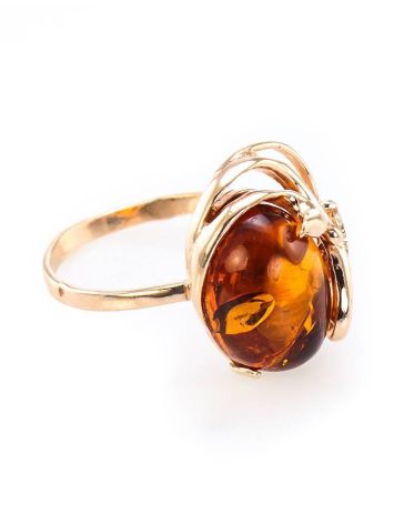 Bright Amber Ring In Gold With Crystals The Swan, Ring Size: 7 / 17.5, image 
