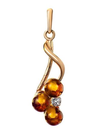 Gold-Plated Pendant With Cognac Amber And Crystals The Mimosa, image 