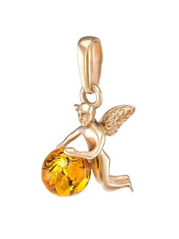 Gold-Plated Pendant With Cognac Amber The Angel, image 