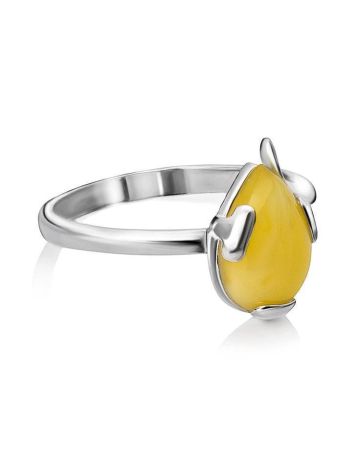 Honey Amber Ring In Sterling Silver The Twinkle, Ring Size: 12 / 21.5, image 