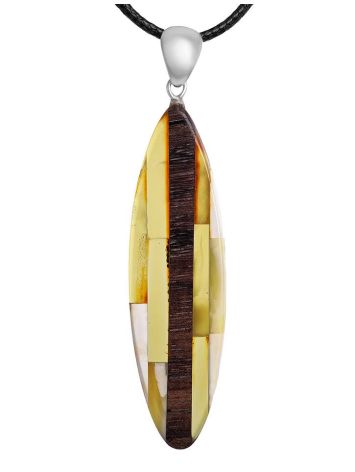 Wooden Pendant With Amber And Mammoth Tusk The Indonesia, image 
