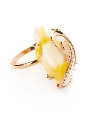 Adjustable Amber Ring In Gold The Triumph, Ring Size: Adjustable, image 