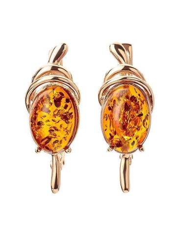 Cognac Amber Earrings In Gold The Sigma, image 