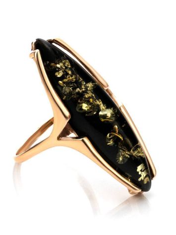 Gold-Plated Silver Ring With Green Amber The Barcelona​, Ring Size: 6.5 / 17, image 