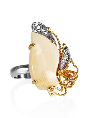 Adjustable Gold-Plated Ring With Mammoth Tusk The Era, Ring Size: Adjustable, image 