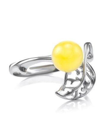Sterling Silver Ring With Honey Amber The Florina, Ring Size: 12 / 21.5, image 