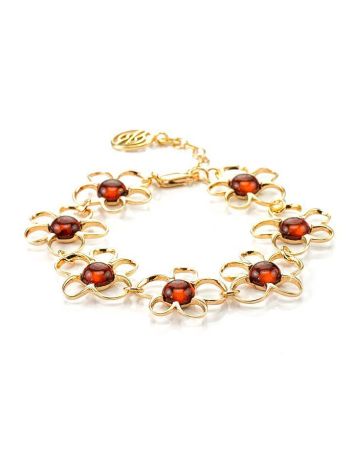 Link Amber Bracelet In Gold Plated Silver The Daisy, image 
