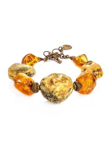 Raw Amber Bracelet With Brass Beads The Indonesia, image 