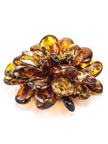 Cognac Amber Brooch The Chrysanthemum, image 