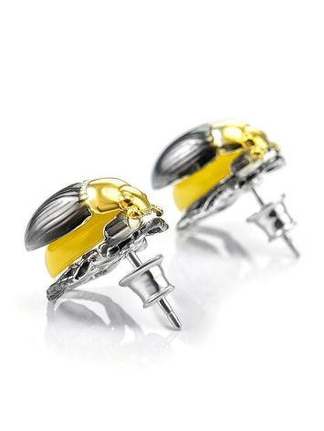 Amber Stud Earrings In Sterling Silver The Scarab, image 