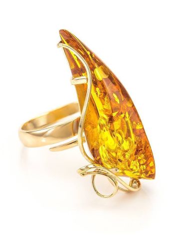 Handmade Golden Ring With Lemon Amber The Rialto, Ring Size: Adjustable, image 