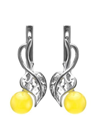 Honey Amber Earrings In Sterling Silver The Florina, image 