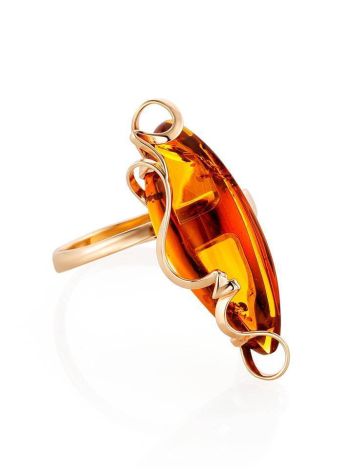 One Size Golden Ring With Bold Amber Stone The Rialto, Ring Size: Adjustable, image 
