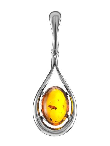 Drop Pendant With Cognac Amber In Silver The Sonnet, image 