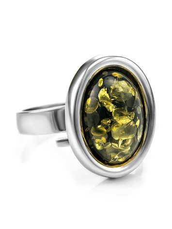 Adjustable Amber Ring In Sterling Silver The Goji, Ring Size: Adjustable, image 