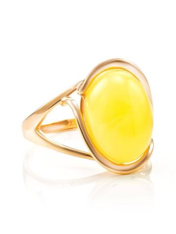 Golden Ring With Bold Butterscotch Amber Stone The Strauss, Ring Size: 7 / 17.5, image 
