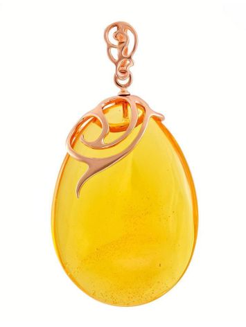 Lemon Amber Teardrop Pendant In Gold-Plated Silver The Cascade, image 