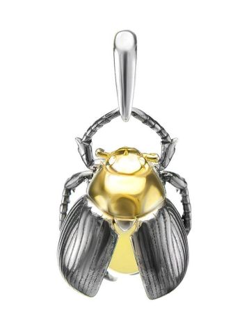 Charming Amber Pendant In Sterling Silver The Scarab, image 