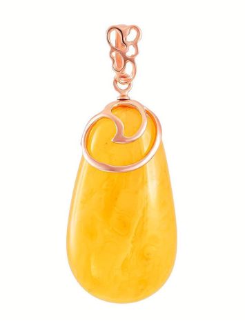 Gold-Plated Teardrop Pendant With Honey Amber The Cascade, image 