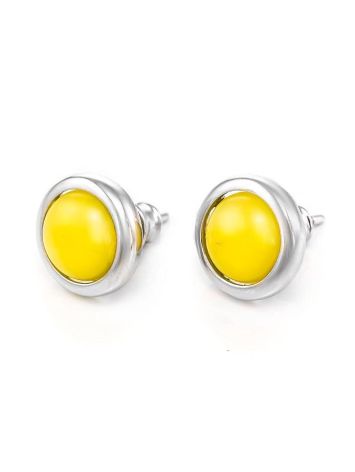 Cute Silver Stud Earrings With Honey Amber The Berry, image 