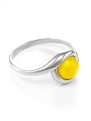 Cute Silver Ring With Honey Amber The Berry, Ring Size: 5.5 / 16, image 