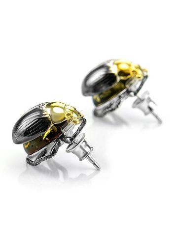 Amber Stud Earrings In Sterling Silver The Scarab, image 