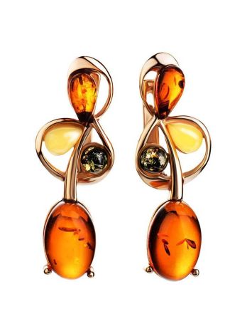 Multicolor Amber Earrings In Gold-Plated Silver The Symphony, image 