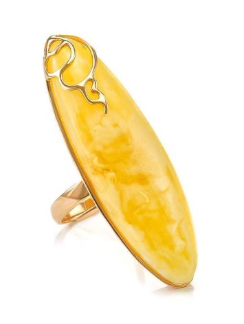 Bold Amber Ring In Gold, Ring Size: Adjustable, image 