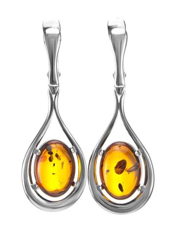 Sterling Silver Drop Earrings With Cognac Amber The Sonnet, image 