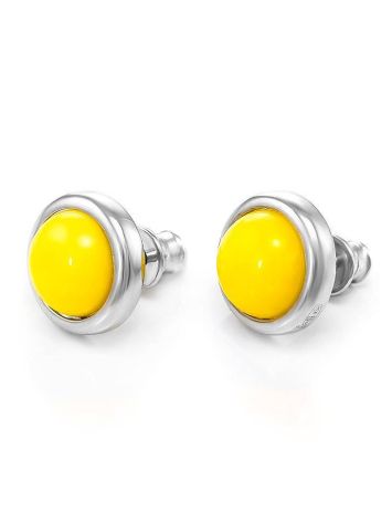 Bright Honey Amber Studs In Sterling Silver The Berry, image 