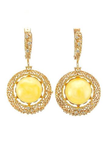 Amber Earrings In Gold-Plated Silver With Crystals The Venus, image 