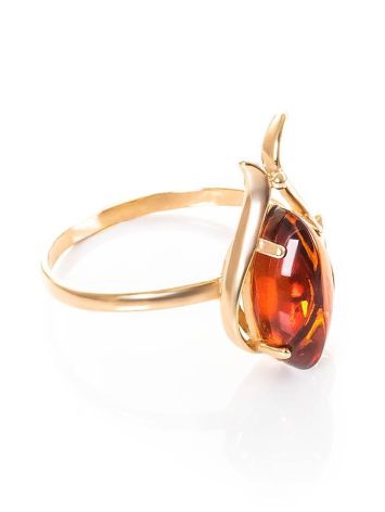 Refined Amber Ring In Gold-Plated Silver The Tulip, Ring Size: 12 / 21.5, image 