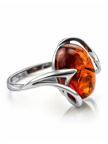 Sterling Silver Ring With Cognac Amber The Palermo, Ring Size: 12 / 21.5, image 