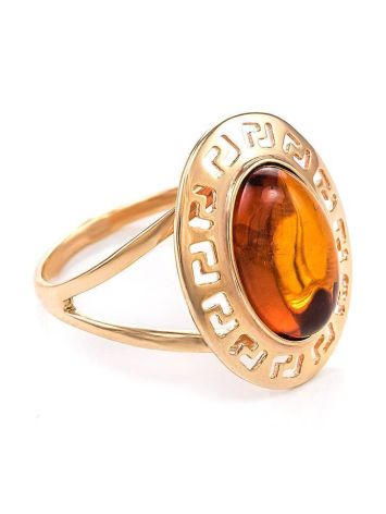 Golden Ring With Luminous Cognac Amber The Ellas, Ring Size: 7 / 17.5, image 