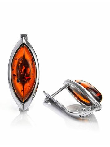 Cognac Amber Earrings In Sterling Silver The Amaranth, image 
