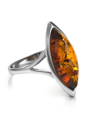 Sterling Silver Ring With Cognac Amber The Amaranth, Ring Size: 5.5 / 16, image 