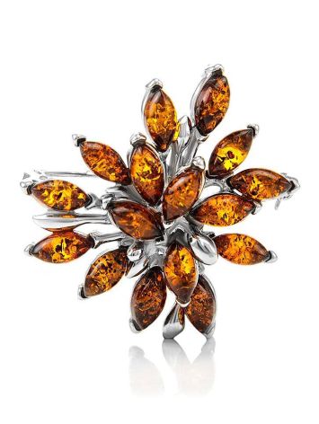 Floral Amber Brooch In Sterling Silver The Dahlia, image 