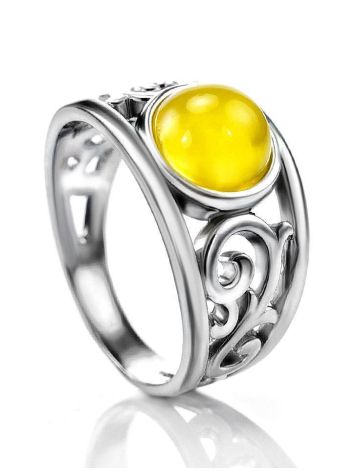 Sterling Silver Ring With Honey Amber The Scheherazade, Ring Size: 11 / 20.5, image 