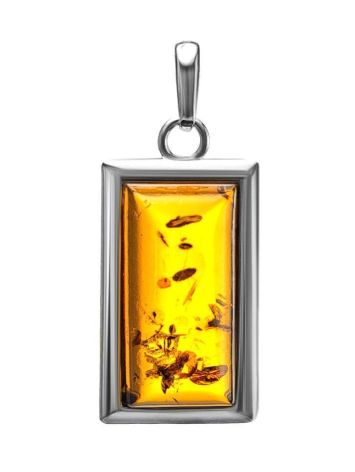 Geometric Silver Pendant With Cognac Amber The Chelsea, image 