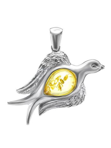 Silver Dove Pendant With Lemon Amber, image 