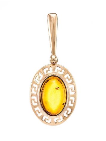 Cognac Amber Pendant In Gold The Ellas, image 