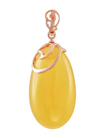Gold-Plated Teardrop Pendant With Honey Amber The Cascade, image 