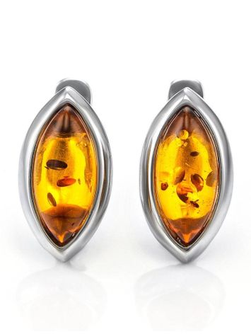 Cognac Amber Earrings In Sterling Silver The Amaranth, image 