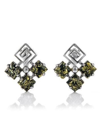 Green Amber Earrings In Sterling Silver The Vernissage, image 